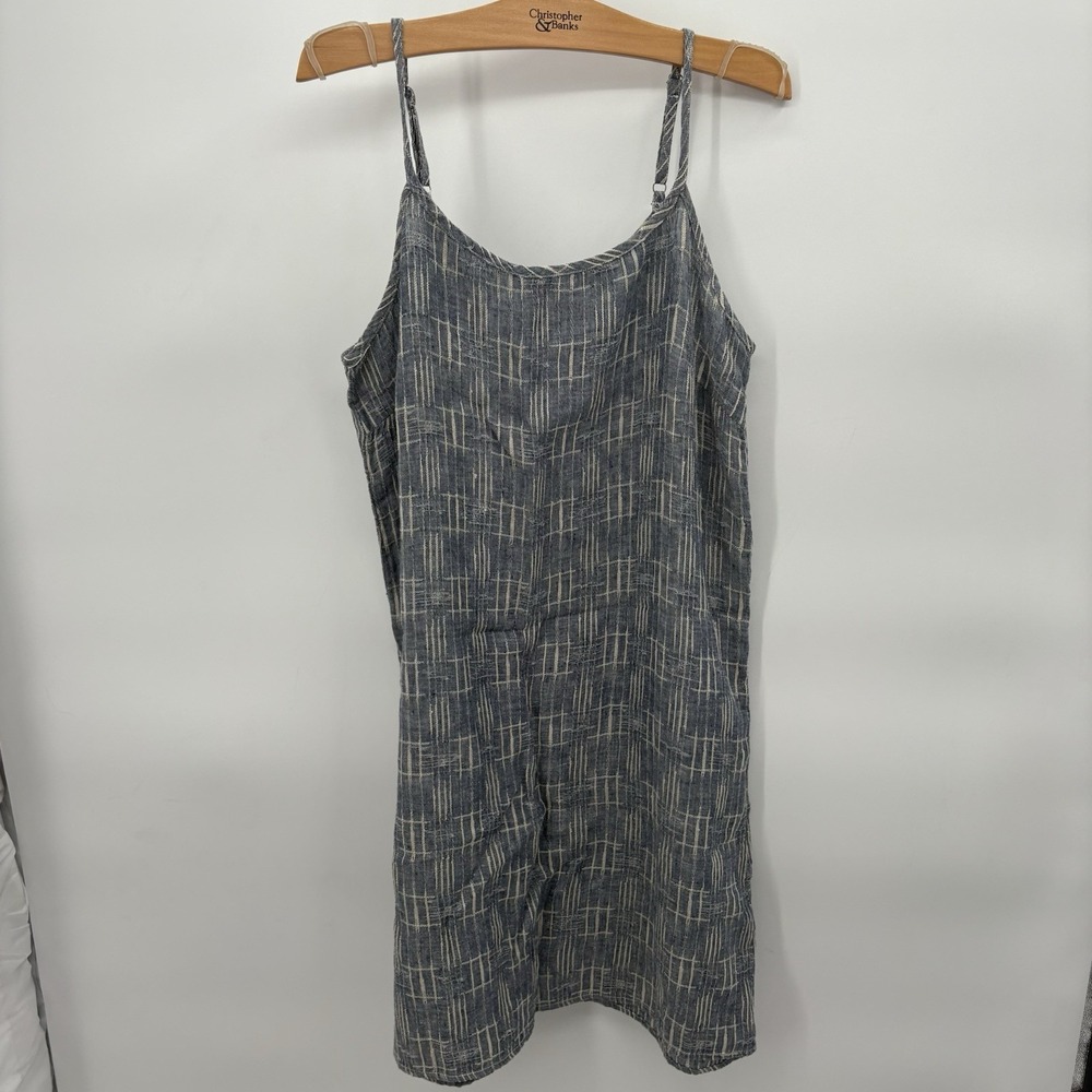 CP Shades Women's Angie Spaghetti Sundress Dress Blue Linen Size Small‎ #16G